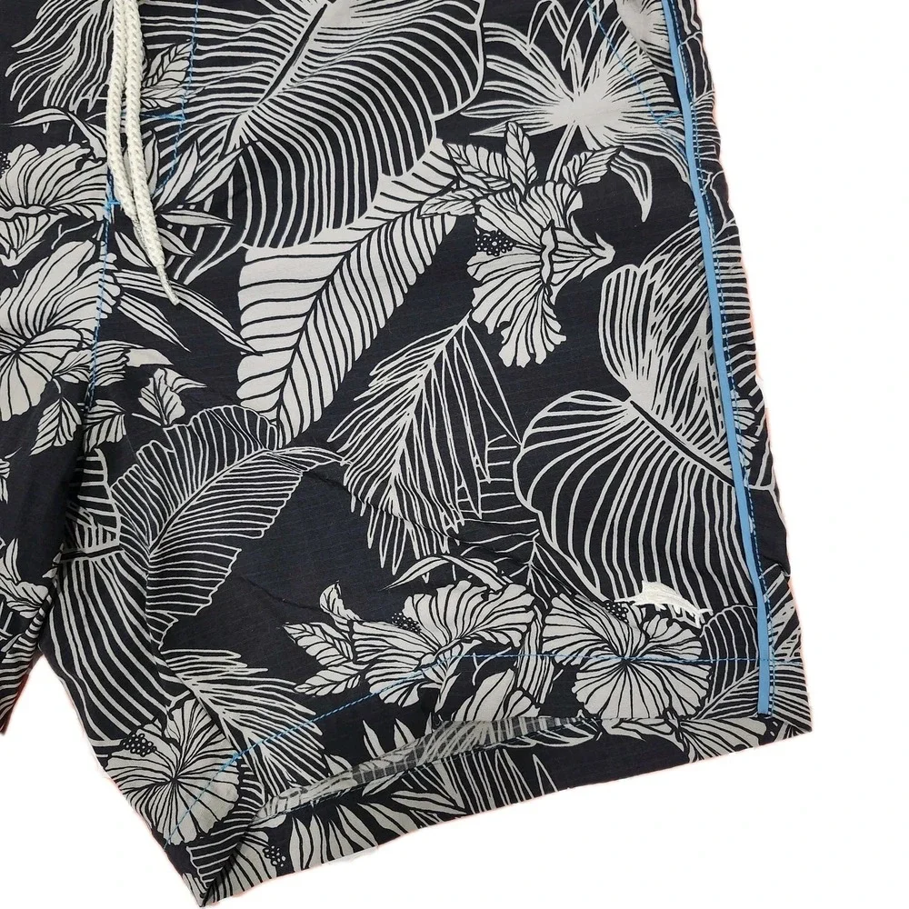 Men's TOMMY BAHAMA RELAX Black‎ & Gray Swim Shorts Trunks Bathing Suit Size L